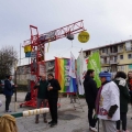 Allestimento della Gru per il 43° Corteo di Carnevale di Scampia, domenica 2 marzo 2025. Ph Maria Reitano.