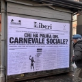 Edicola “Liberi” a Via Costantinopoli sulle restrizioni ai Carnevali Sociali per la Conferenza Stampa<