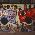 “Il Treno dei diritti va troppo lento” Mural alla Scuola Media “Carlo Levi” (Scampia, Napoli), 1999.