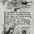 Volantino disegnato da Felice per i laboratori di Carnevale del 1987.