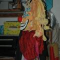 Laboratori di carnevale 2011 del GRIDAS. La maschera del GRIDAS (gommapiuma, stoffe, stecche di persiane, legno, cinture di sicurezza). Ph. Martina Pignataro.