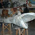 Laboratori di carnevale 2012 del GRIDAS. Il pescecane-Spredatore (cartapesta su struttura di fil di ferro e canne di fiume). ph. Martina Pignataro.