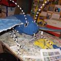 La Polyommatus Icarus, farfalla Icaro blu (fil di ferro e stoffe). Laboratori di Carnevale 2014. Ph. Martina Pignataro.