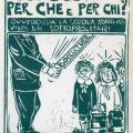 Copertina in linoleografia della raccolta di fumetti sulla scuola dell
