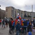 Il carro della Pace e le gradinate della Pace dell’ARCI Scampia al 34° Corteo di Carnevale di Scampia, domenica 7 febbraio 2016. Ph. Aniello Gentile.