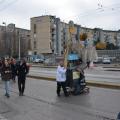 San Ghetto Martire e la Chiesa Pastafariana Italiana della Campania arrivano in via Fratelli Cervi, al 34° Corteo di Carnevale di Scampia, domenica 7 febbraio 2016. Ph. Aniello Gentile.