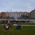 Il 34° Corteo di Carnevale di Scampia sosta a Largo Battaglia per il falò allegorico e la deposizione di un olivo nell’aiuola del Mediterraneo, domenica 7 febbraio 2016. Ph. Aniello Gentile.