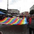 La bandiera della Pace della Scuola di Pace al 36° Corteo di Carnevale di Scampia, domenica 11 febbraio 2018. Ph. Cristofaro Palomba.