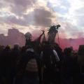 La luna e la morte si affrontano al falò conclusivo a Largo Battaglia del 36° Corteo di Carnevale di Scampia, domenica 11 febbraio 2018. Ph. Claudia Brignone.