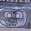 Scuola Virgilio III, Scampìa (Napoli), 1985. Particolare: primo contorno del bruco