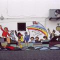 Mural in memoria di Don Peppe Diana, a Casal di Principe (Caserta), 1996. La barca della pace.