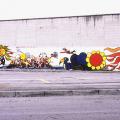 Mural a Battipaglia (Salerno), con il gruppo “Il frammento” e con gli SCOUT sul muro di recinzione dello stadio, 1996. Vista d