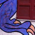 Mural al santuario di Madonna di Briano. Particolare: una zampa del drago della pace.