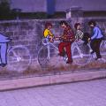 Gioia del Colle (Bari) - Asilo, 1997. Silvia Baraldini e il tandem (particolare).
