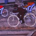 Gioia del Colle (Bari) - Asilo, 1997. Ciclisti (particolare).