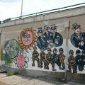 Punta Vagno, Genova, 2001: murales contro il G8. Particolare. ph: Aniello Gentile, 2006.