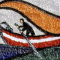 Bari - Piazza Mazzini, 1997. Culture del mare, la lampara. Pittura su intonaco graffiato.
