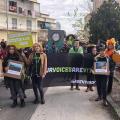 Il gruppo locale Napoli di Greenpeace al 36° Corteo di Carnevale di Scampia, domenica 11 febbraio 2018. Ph. Greenpeace Napoli.