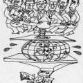 I "sette grandi" che spremono il mondo, disegno realizzato in occasione del G7 del 1994.
