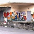 Murales con i bambini della scuola elementare “Villanova”, ad Ercolano (Napoli), 1996. Vista d
