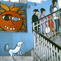 Stazione intermedia di Parco Angelina della Funicolare di Mergellina (Napoli), 1996. Un mural che sale le scale.
