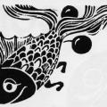 Il pesce con le palle (linoleografia). Illustrazione da 