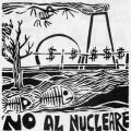 Autoadesivo linoleografato contro il nucleare. Illustrazione da 