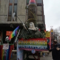 Allestimento del carro del GRIDAS (parte frontale sulla guerra) per il 41° Corteo di Carnevale di Scampia, domenica 19 febbraio 2023. <em>Ph Martina Pignataro.</em>