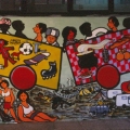 “Il Treno dei diritti va troppo lento” Mural alla Scuola Media “Carlo Levi” (Scampia, Napoli), 1999.