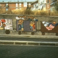 Mural antivertice G7. Fermiamo il treno dei problemi. - Via Cintia - Soccavo - Napoli. Le migrazioni, il monopolio dei mezzi di informazione con Giuliano Ferrara.