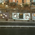 Mural antivertice G7. Fermiamo il treno dei problemi. - Via Cintia - Soccavo - Napoli. I licenziamenti, il Fondo Monetario Internazionale, l