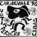Autoadesivo linoleografato per il Carnevale 1996.