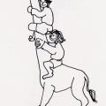 Bambini sulla giraffa. Illustrazione dal libro.