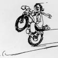 Acrobazie su una ruota. Illustrazione dal libro.
