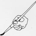 Mano con pennello. Illustrazione dal libro.