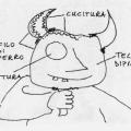Una maschera di tela e fil di ferro. Illustrazione dal libro.
