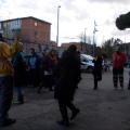 Dopo il corteo, la festa continua fino alle 17:00 con balli fuori la sede del GRIDAS sulle Parodie dei Carnevali, Domenica 19 febbraio 2012. ph. Michelino.