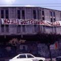 Striscione "No alla soppressione del GRIDAS", febbraio 1991. Ph. Felice Pignataro.