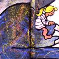 Mural al santuario di Madonna di Briano. Particolare: bambina su una zampa del drago della pace.
