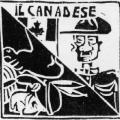 Il canadese. Autoadesivo linoleografato per il Carnevale e il Controvertice G7, 1994.