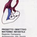 Logo realizzato da Felice per gli opuscoli divulgativi, da lui illustrati, per il Progetto Obiettivo Materno Infantile del Policlinico di Napoli, 1992.
