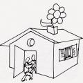 Casa con la porta aperta. Illustrazione dal libro.